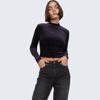 Áo thun croptop nữ tay dài kim sa siêu sang  {COSILSHOP}