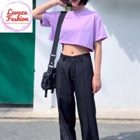 Áo Thun Croptop Nữ Trơn Tay Lỡ Năng Động