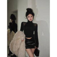 áo thun croptop phối lưới bả vai cực ngầu