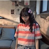 Áo thun Croptop sọc ngang cotton, xinh xắn AT00001