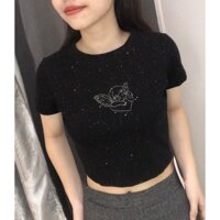 ÁO THUN CROPTOP TAY NGẮN KIM TUYẾN CUPID SIÊU DỄ THƯƠNG