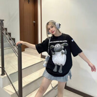 Áo thun Cừu Shaun phông trơn nam nữ cổ tròn unisex