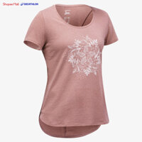 Áo thun dã ngoại nữ nh500 hồng nâu Decathlon QUECHUA mã 8844168