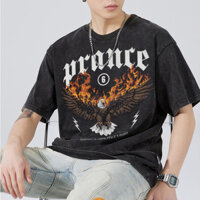 Áo Thun Đại Bàng PRANCE 06 Local Brand, Xám Wash From Rộng, Oversize Nam Nữ, Chất Liệu Cotton 250g - CÓ QUÀ TẶNG