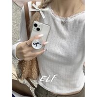 Áo thun dài tay bằng ren trắng