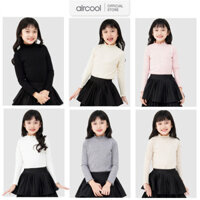 Áo thun dài tay bé gái viền bèo , Áo giữ nhiệt cổ lọ viền bèo mặc Thu Đông cho Bé Gái