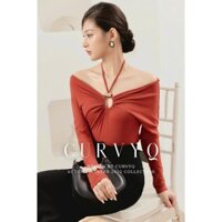 Áo Thun Dài Tay Cánh Dơi Hở Trễ Vai Buộc Dây Khoen Kim Loại Mặc Hai Kiểu Thời Trang Thiết Kế Nữ CurvyQ