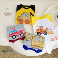 Áo thun dài tay cho bé TINY KIDS, Áo bé trai thu đông hình máy múc cho bé từ 8-22kg