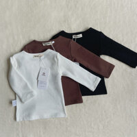 Áo thun dài tay cổ tròn màu trơn cho bé trai