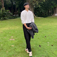 Áo thun dài tay cổ V, basic ,form hàn,vải chọn lọc đẹp - HALIOMAN