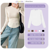 Áo thun dài tay Colie Choobe giữ nhiệt cổ cao phối đệm vai cá tính vạt bầu đuôi tôm chất vải cotton co giãn A128