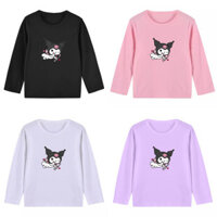 Áo thun dài tay dễ thương cho trẻ em Áo thun Cotton cổ tròn Kuromi cho bé gái 12 - 13 tuổi