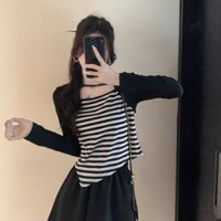 Áo Thun Dài Tay Giả 2 Lớp Phong Cách Hàn Quốc M0360