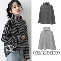 Áo Thun Dài Tay Hoạ Tiết Kẻ Sọc, Cổ Lọ Thời Trang