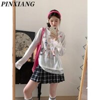 Áo thun dài tay in hình chó con ren dành cho nữ hàng đầu mới