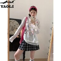 Áo thun dài tay in hình chó con ren dành cho nữ hàng đầu mới