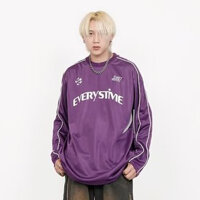 Áo thun dài tay in hình nam bộ đồ đua dáng rộng