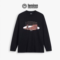 Áo Thun Dài Tay Leninn cotton 100% dáng unisex form rộng hình in Montes