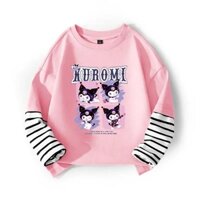 Áo thun dài tay màu hồng Kuromi cho bé gái Áo thun mùa xuân cho bé gái
