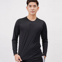 Áo thun dài tay nam giữ nhiệt co giãn mặc lót chơi thể thao, đá bóng Micado - Đen - M