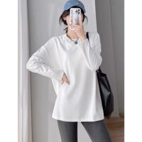 Áo Thun Dài Tay Nam Nữ Unisex, áo phông tay dài form rộng trơn đen trắng MISHO