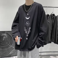 Áo thun dài tay nam phong cách Hồng Kông dáng rộng xu hướng hàng đầu mùa thu mới phù hợp thời trang giản dị Áo sơ mi đáy đẹp trai