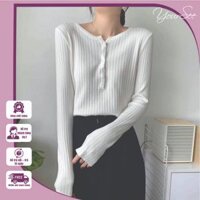 Áo thun dài tay nữ kiểu dáng Hàn Quốc, Áo thun cổ tròn dài tay nữ, áo thun nữ dài tay cổ v cách điệu, áo thun gân nữ