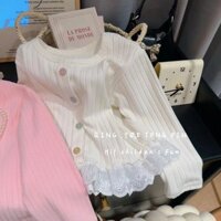 Áo thun dài tay ren cho bé gái 2024