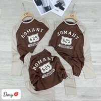 Áo thun dài tay ROMAN625 màu nâu tây kết hợp tay phối màu chất đẹp