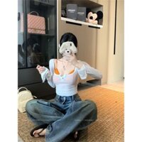 Áo thun dài tay sọc cổ chữ V gợi cảm