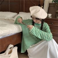 Áo thun dài tay sọc dáng rộng vừa vặn dành cho nữ