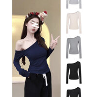 Áo thun dài tay tay ngắn dáng ôm cho nữ, thiết kế đầu thu, đa năng, áo cơ bản cho sinh viên