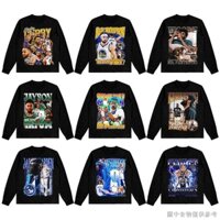 [Áo thun dài tay thể thao hoa hồng nam] Áo thun Planet Jersey Rose Curry Harden George Pooh cổ điển Mỹ Cotton nguyên chất hợp thời trang dáng rộng dài tay