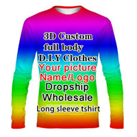 Áo thun dài tay thiết kế DIY tùy chỉnh Logo ảnh cá nhân dành cho nam nữ Áo nỉ cổ tròn Trẻ em Câu lạc bộ đội trẻ em ✷ ❈ In hình cặp đôi cỡ lớn Ảnh Hip Hop Tee Áo sơ mi