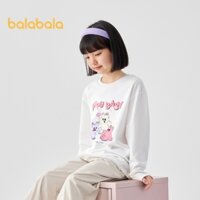 Áo thun dài tay trẻ em Balabala Mùa thu 2024 Bé gái Big Kids Sweet Top
