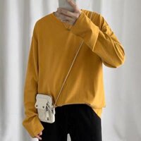 Áo Thun DÀI TAY TRƠN Basic Unisex Nam Nữ Form Rộng Thời Trang Hàn Quốc Ullzang - VÀNG - FrSz 35-&lt; 63Kg&lt;1M75