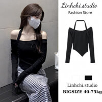 Áo thun dài tay vạt chéo trễ vai chất cotton dẻo(mã 759)_Linhchi.studio