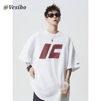 Áo thun dáng rộng vừa vặn sành điệu thêu IC đậm để mặc thường ngày mùa hè