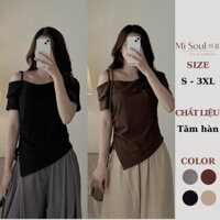 Áo Thun Dây Vai BigSize Rút Dây Bên Hông MiSoul, Áo Thun Cổ Thuyền Vạt Chéo Rút Dây BigSize 207 - Hàng mới về