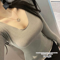 Áo thun đế dài tay siêu nhỏ mỏng cổ chữ V vừa vặn