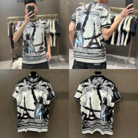 Áo Thun Đê Gờ In Hình Tháp Eiffel Tượng Nữ Thần Tự Do  - Chất Cotton Mềm Mại Thoáng Khí, Hot Trend