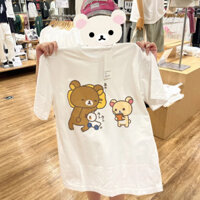 Áo thun dễ thương F&X [3024 đánh giá tích cực] Thương hiệu ngoại thương, cắt nhãn thanh lý ~ Áo thun ngắn tay in hình Rilakkuma mới 2024, áo unisex