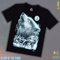 Áo thun đen Caballo Original Wolf Pack Nature View Glow in the Dark Unisex Lớn