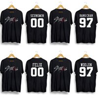 Áo Thun Đen Trắng Cổ Tròn aogau.store In Hình Kpop Stray Kids Felix Bangchan Woojin Seungmin Cho Nam Và Nữ