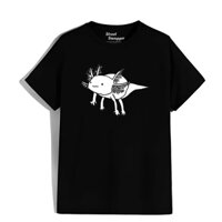 Áo thun đen unisex us .Cute happy floaty axolotl