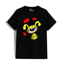 Áo thun đen unisex us .Marsupilami in love