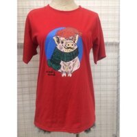 Áo Thun Đỏ Tay lỡ Hình Lợn Đáng Yêu