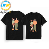 Áo thun đôi fom rộng in hình cặp đôi nam nữ chất cotton may chỉ Xích loại dày đẹp hàng cao cấp
