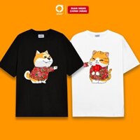 Áo thun đôi in hình chăn con công tết 2024 áo đôi nam nữ Oversize chất COTTON 4C FULLBOX - ORAN'S Couple Tee