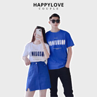 Áo thun đôi nam nữ mùa hè form rộng HAPPYLOVE áo phông đôi mix chân váy thời trang couple M048